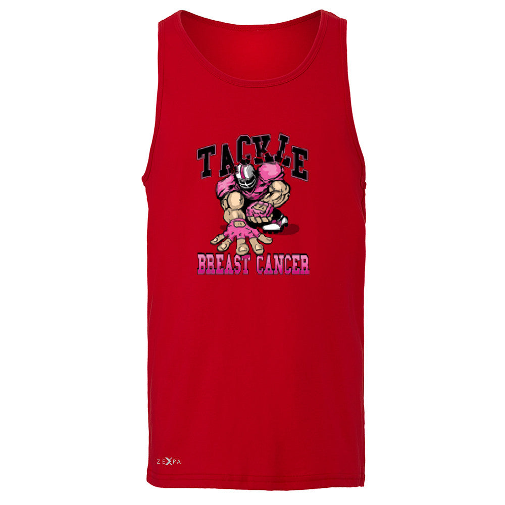 Tackle Breast Cancer Men's Jersey Tank Breast Cancer Awareness Sleeveless - Zexpa Apparel - 4
