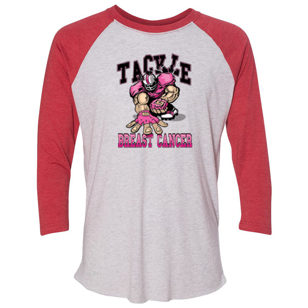 Tackle Breast Cancer 3/4 Sleevee Raglan Tee Breast Cancer Awareness Tee - Zexpa Apparel - 2