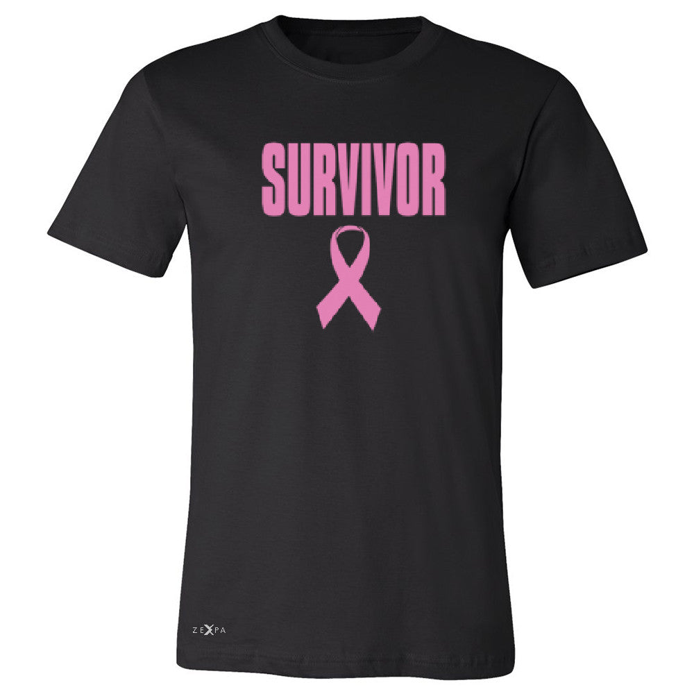 Survivor Pink Ribbon Men's T-shirt Breast Cancer Awareness Real Tee - Zexpa Apparel - 1