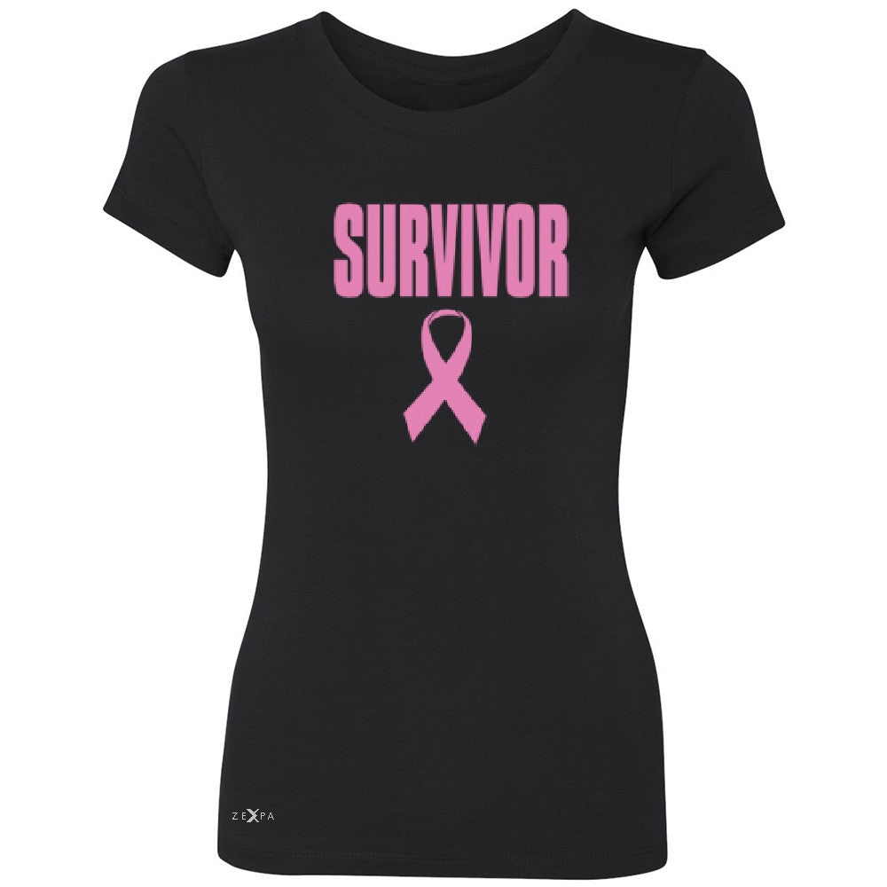 Survivor Pink Ribbon Women's T-shirt Breast Cancer Awareness Real Tee - Zexpa Apparel - 1