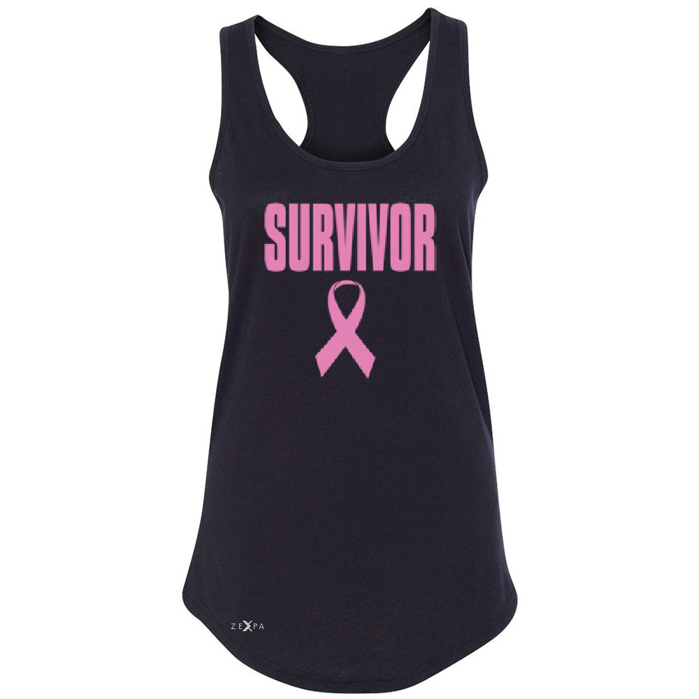 Survivor Pink Ribbon Women's Racerback Breast Cancer Awareness Real Sleeveless - Zexpa Apparel - 1