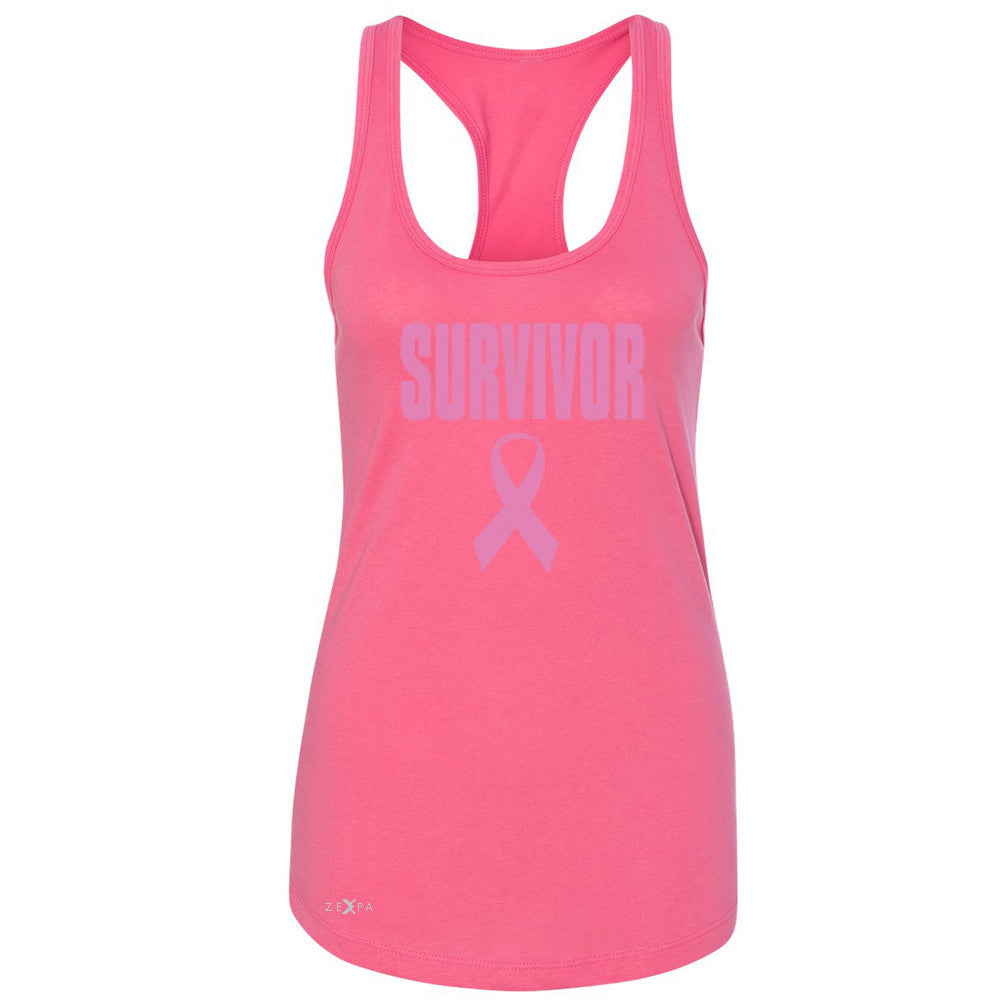 Survivor Pink Ribbon Women's Racerback Breast Cancer Awareness Real Sleeveless - Zexpa Apparel - 2