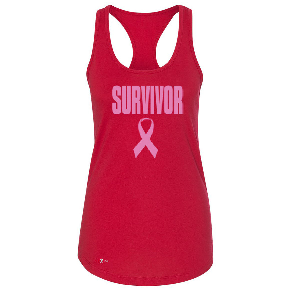 Survivor Pink Ribbon Women's Racerback Breast Cancer Awareness Real Sleeveless - Zexpa Apparel - 3