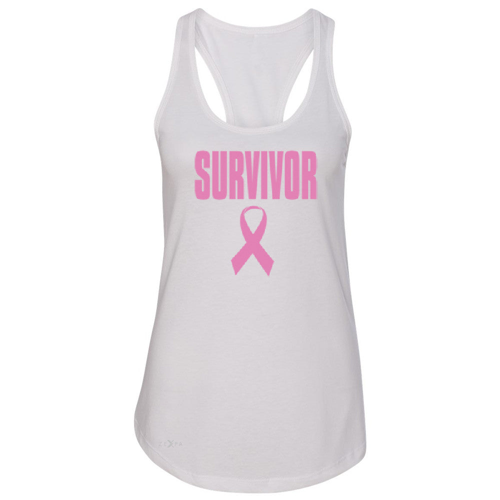Survivor Pink Ribbon Women's Racerback Breast Cancer Awareness Real Sleeveless - Zexpa Apparel - 4