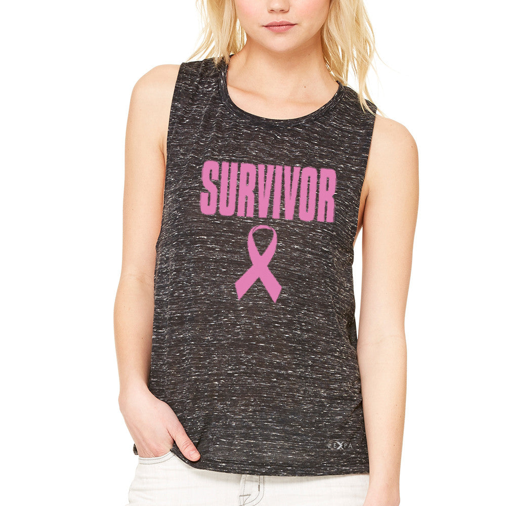 Survivor Pink Ribbon Women's Muscle Tee Breast Cancer Awareness Real Tanks - Zexpa Apparel - 3