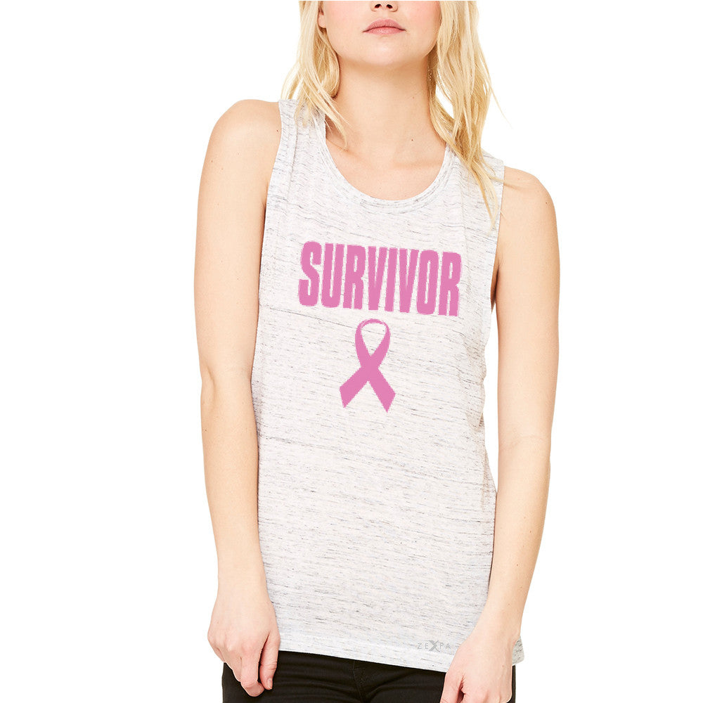 Survivor Pink Ribbon Women's Muscle Tee Breast Cancer Awareness Real Tanks - Zexpa Apparel - 5