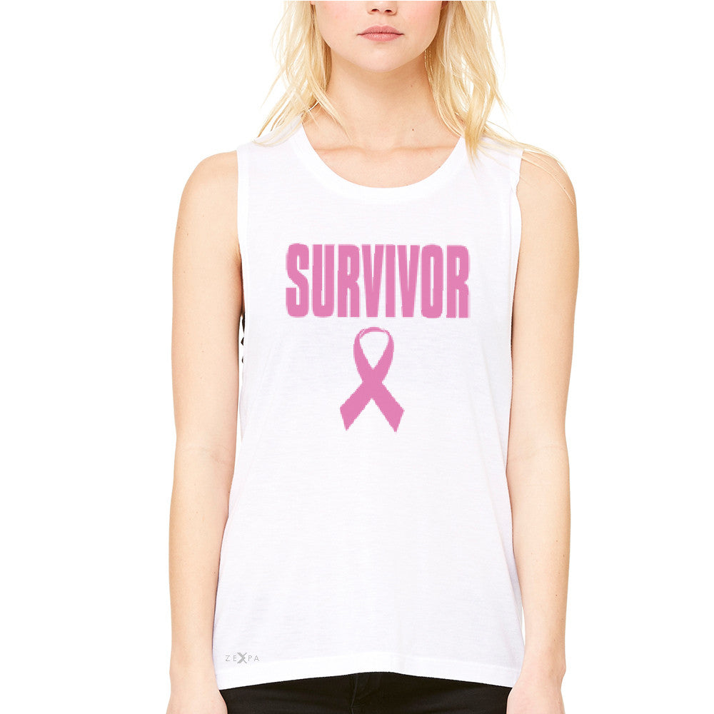 Survivor Pink Ribbon Women's Muscle Tee Breast Cancer Awareness Real Tanks - Zexpa Apparel - 6