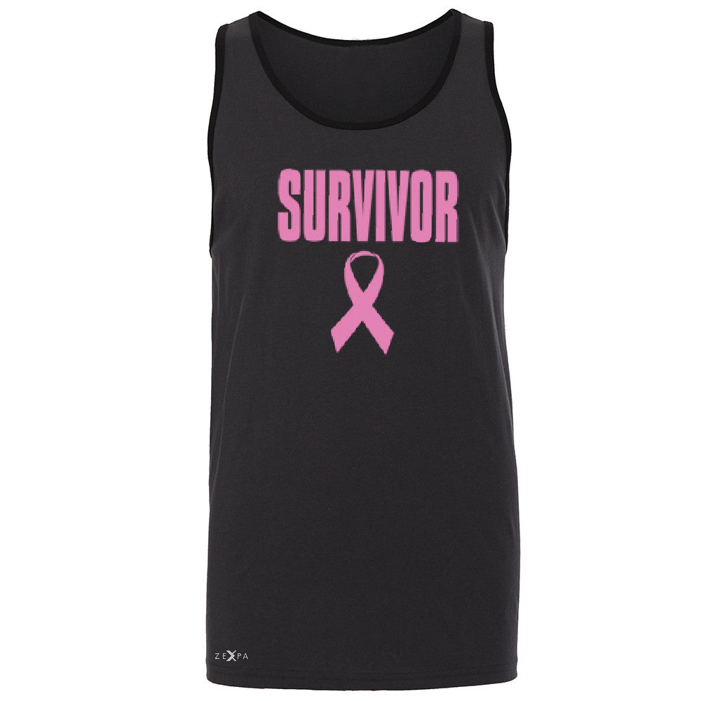 Survivor Pink Ribbon Men's Jersey Tank Breast Cancer Awareness Real Sleeveless - Zexpa Apparel - 3
