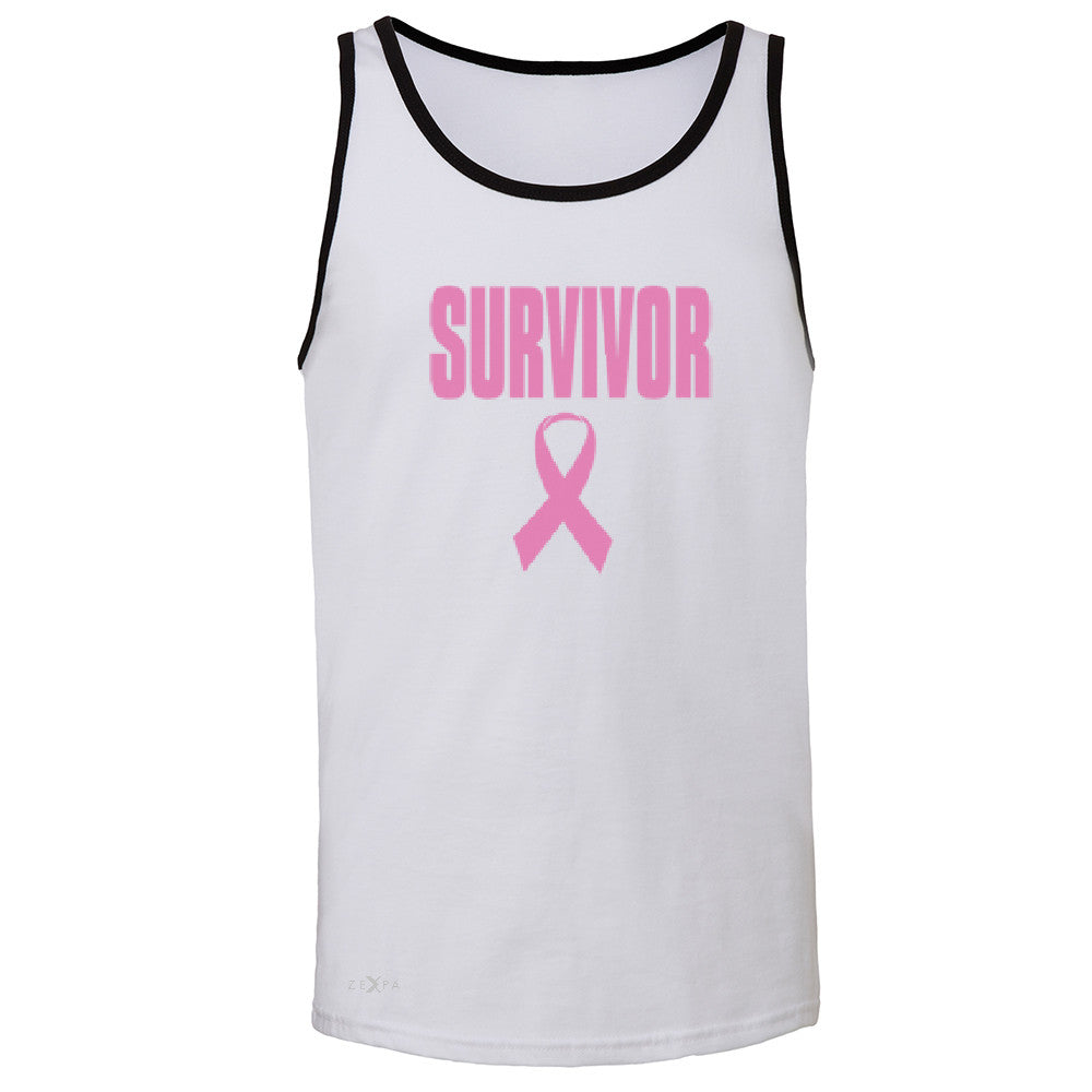 Survivor Pink Ribbon Men's Jersey Tank Breast Cancer Awareness Real Sleeveless - Zexpa Apparel - 5