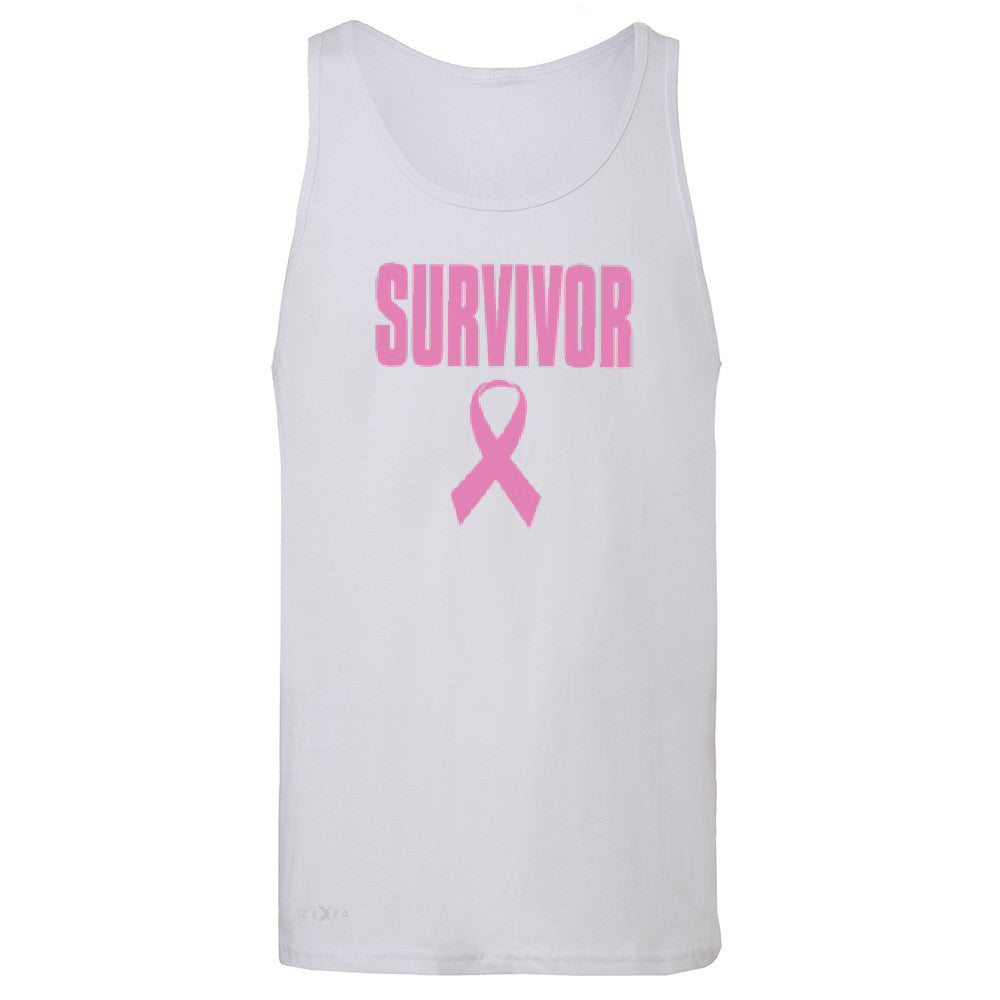 Survivor Pink Ribbon Men's Jersey Tank Breast Cancer Awareness Real Sleeveless - Zexpa Apparel - 6