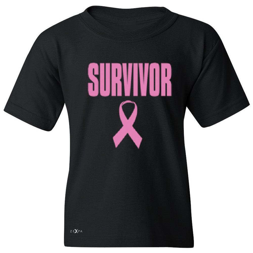 Survivor Pink Ribbon Youth T-shirt Breast Cancer Awareness Real Tee - Zexpa Apparel - 1