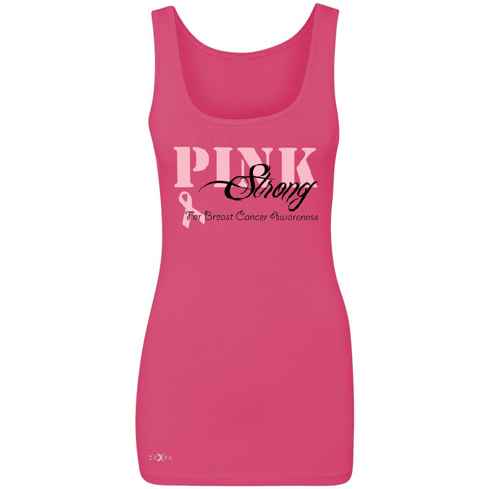 Pink Strong for Breast Cancer Awareness Women's Tank Top October Sleeveless - Zexpa Apparel - 2