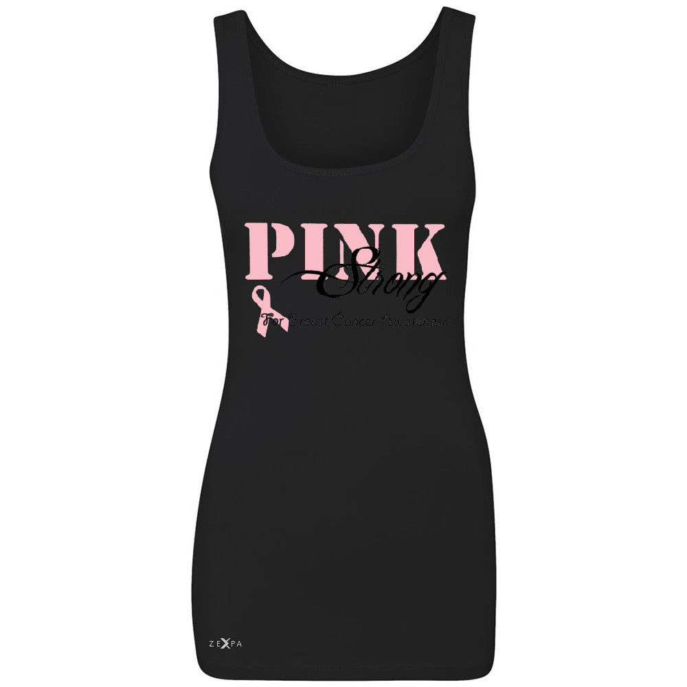 Pink Strong for Breast Cancer Awareness Women's Tank Top October Sleeveless - Zexpa Apparel - 1