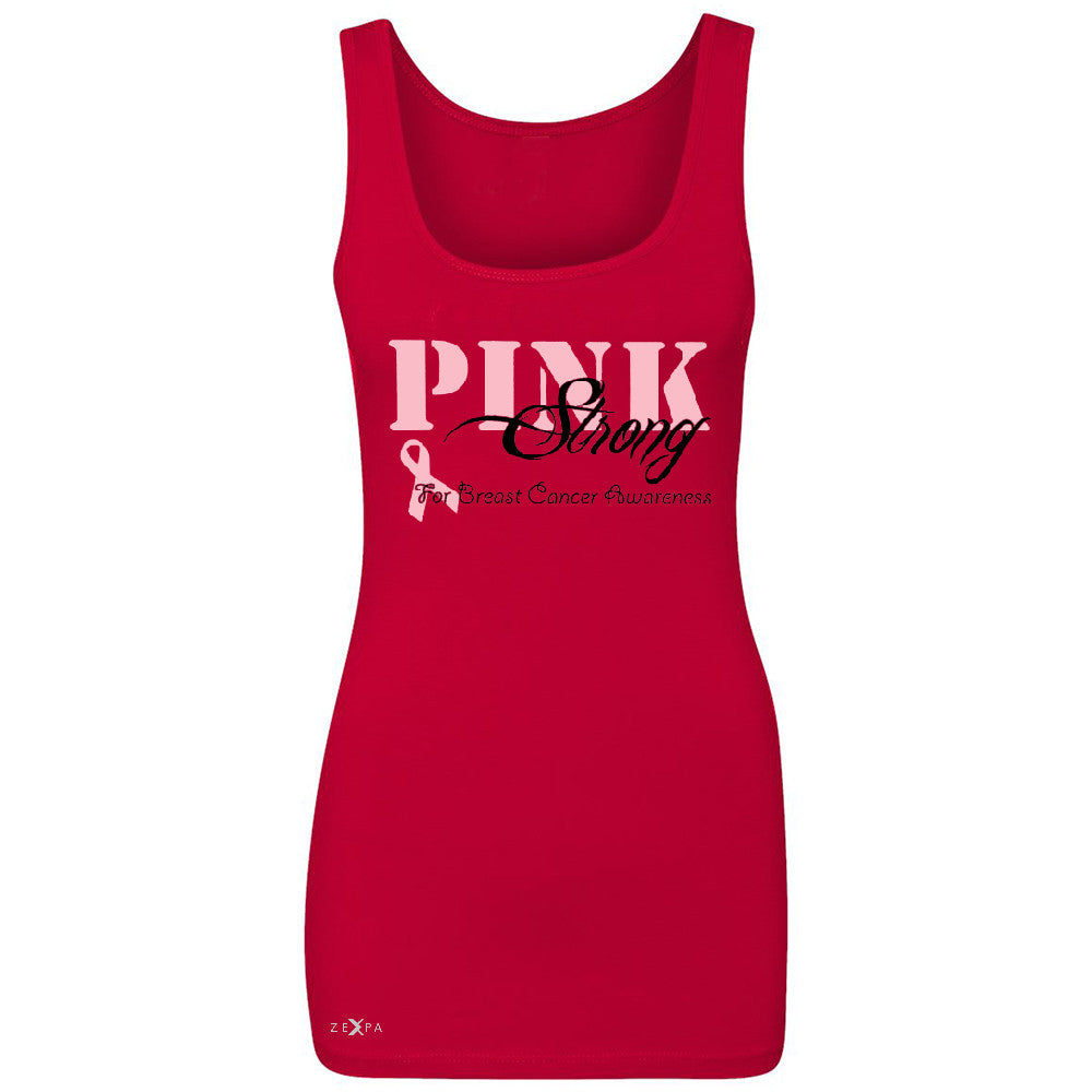 Pink Strong for Breast Cancer Awareness Women's Tank Top October Sleeveless - Zexpa Apparel - 3