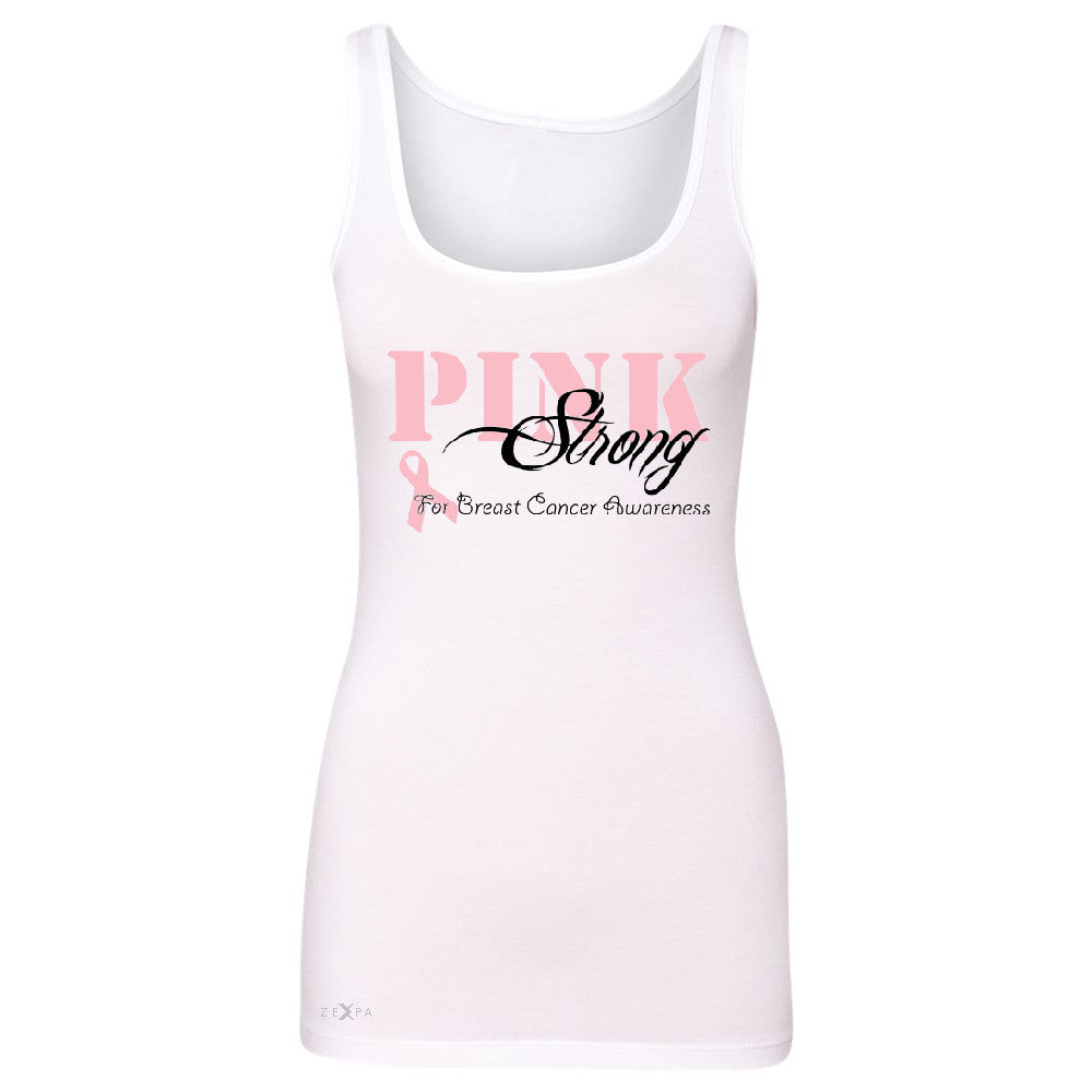Pink Strong for Breast Cancer Awareness Women's Tank Top October Sleeveless - Zexpa Apparel - 4