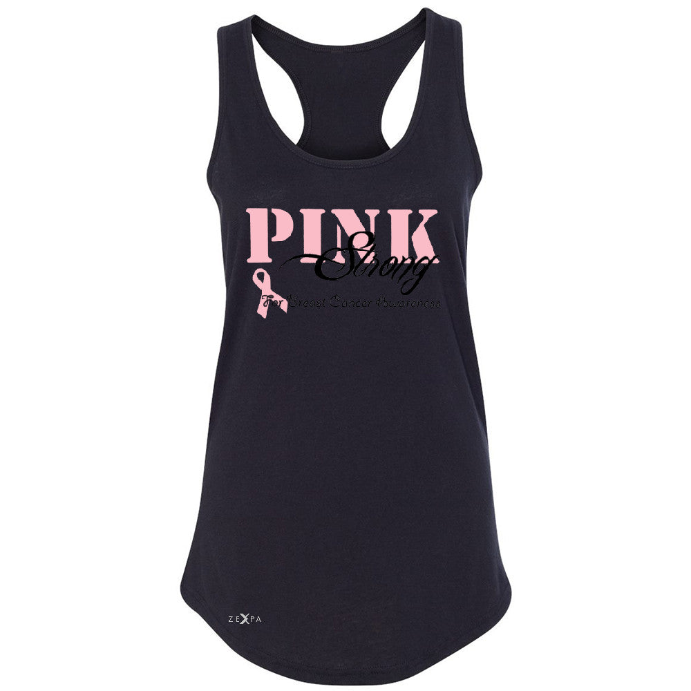 Pink Strong for Breast Cancer Awareness Women's Racerback October Sleeveless - Zexpa Apparel - 1
