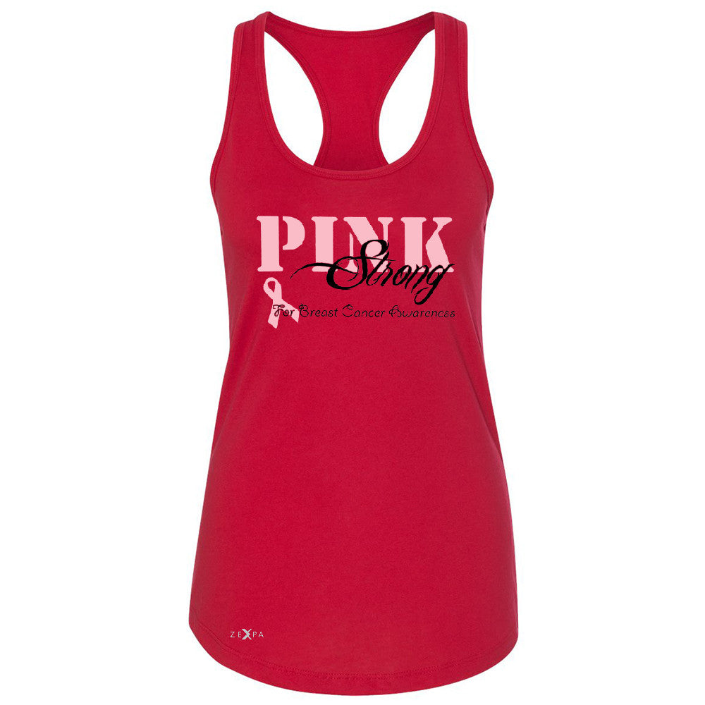 Pink Strong for Breast Cancer Awareness Women's Racerback October Sleeveless - Zexpa Apparel - 3