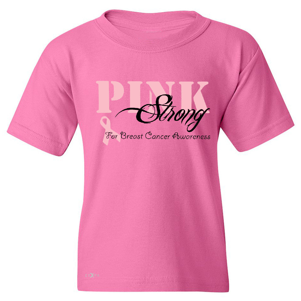 Pink Strong for Breast Cancer Awareness Youth T-shirt October Tee - Zexpa Apparel - 3