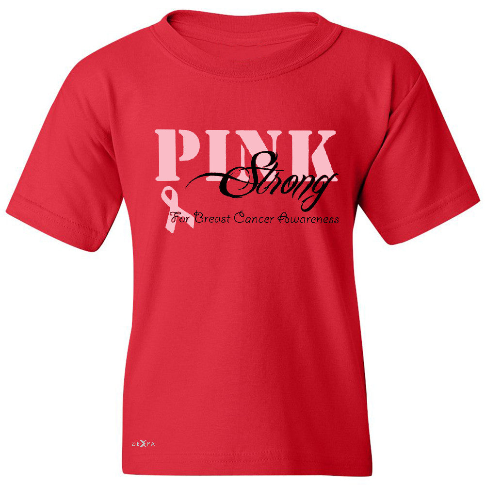 Pink Strong for Breast Cancer Awareness Youth T-shirt October Tee - Zexpa Apparel - 4