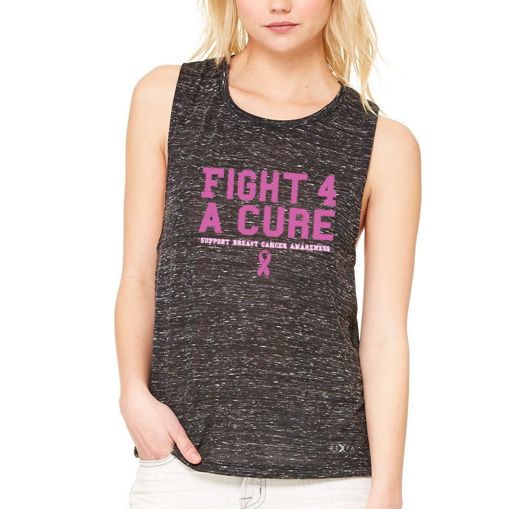 Fight 4 A Cure Women's Muscle Tee Support Breast Cancer Awareness Tanks - Zexpa Apparel - 3