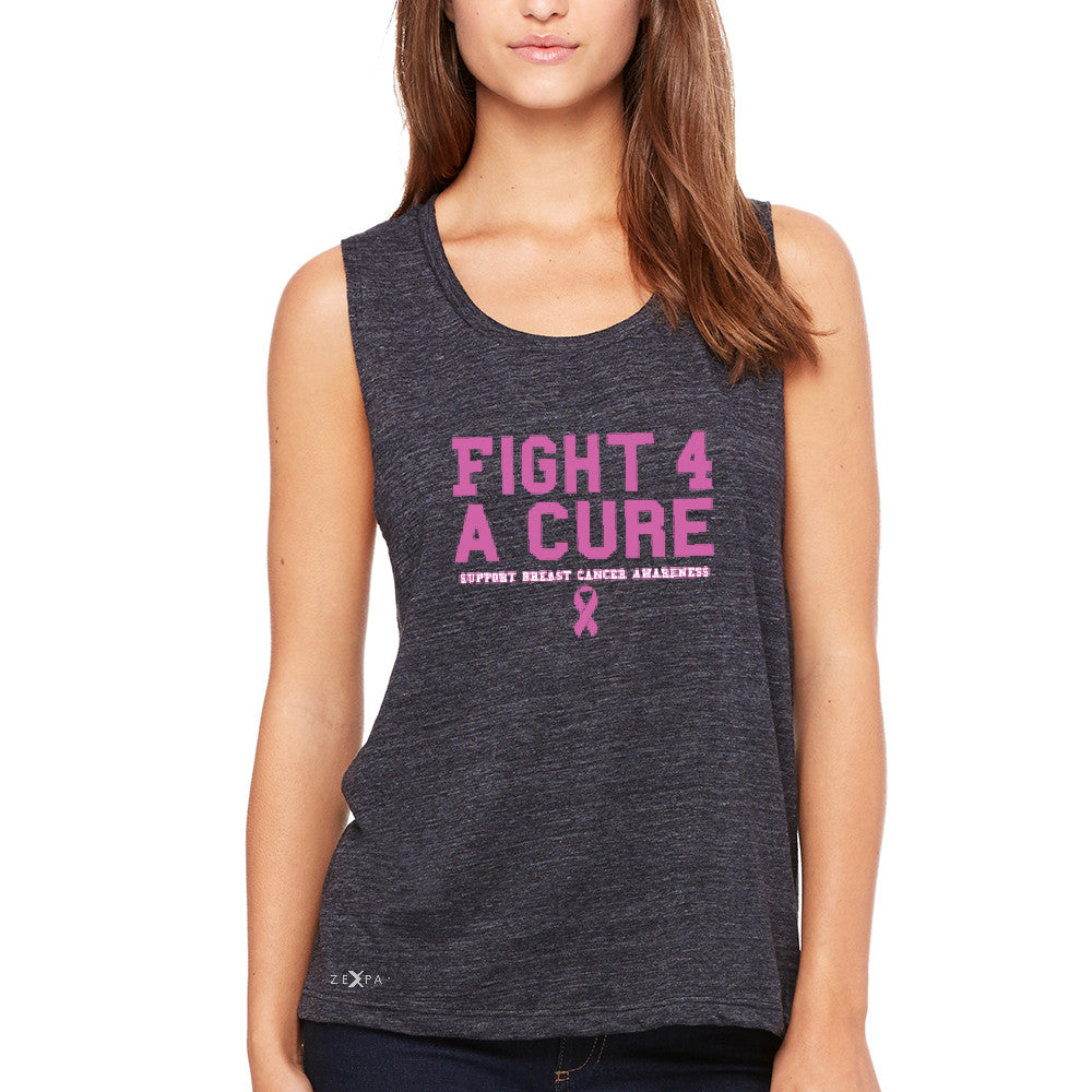 Fight 4 A Cure Women's Muscle Tee Support Breast Cancer Awareness Tanks - Zexpa Apparel - 1