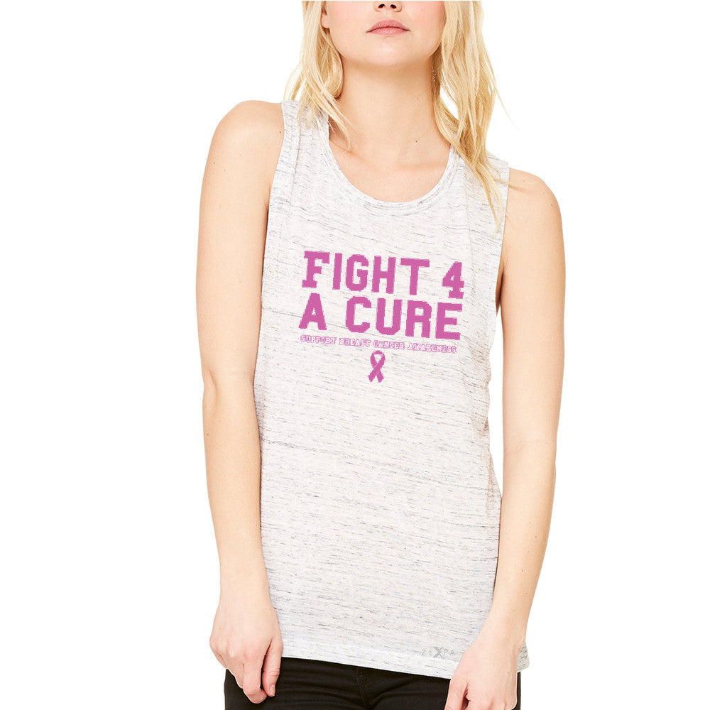 Fight 4 A Cure Women's Muscle Tee Support Breast Cancer Awareness Tanks - Zexpa Apparel - 5