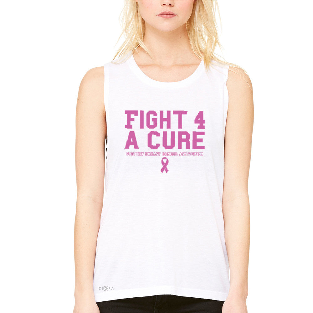 Fight 4 A Cure Women's Muscle Tee Support Breast Cancer Awareness Tanks - Zexpa Apparel - 6
