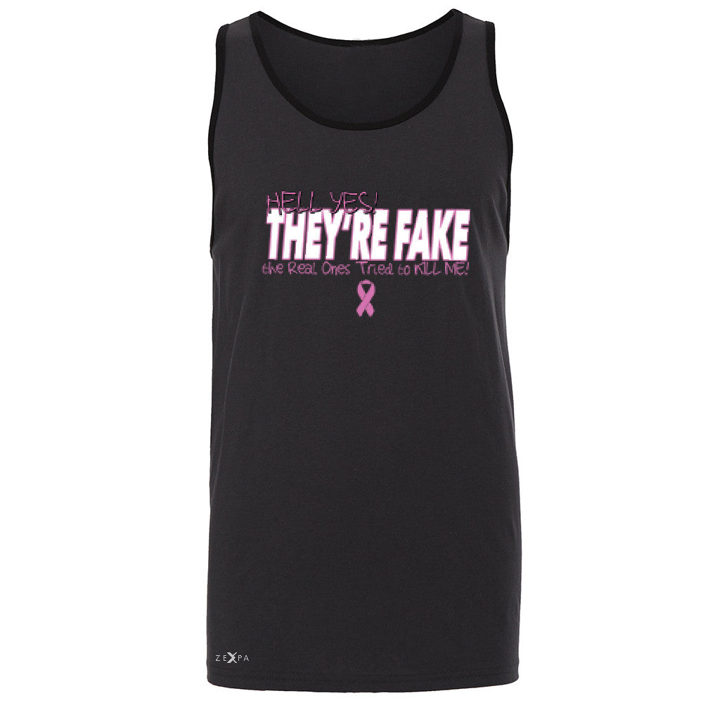 Hell Yes They Are Fake Men's Jersey Tank Real Ones Tried To Kill Me Sleeveless - Zexpa Apparel - 3