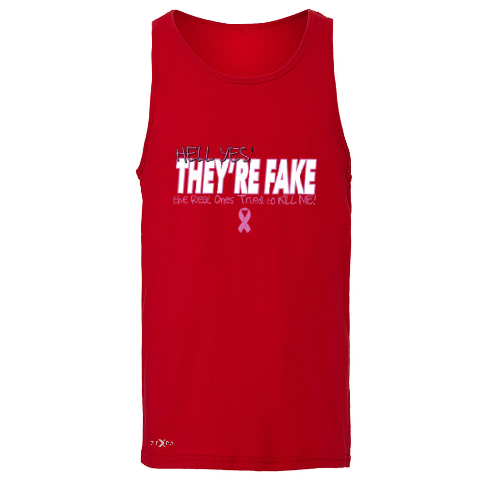 Hell Yes They Are Fake Men's Jersey Tank Real Ones Tried To Kill Me Sleeveless - Zexpa Apparel - 4