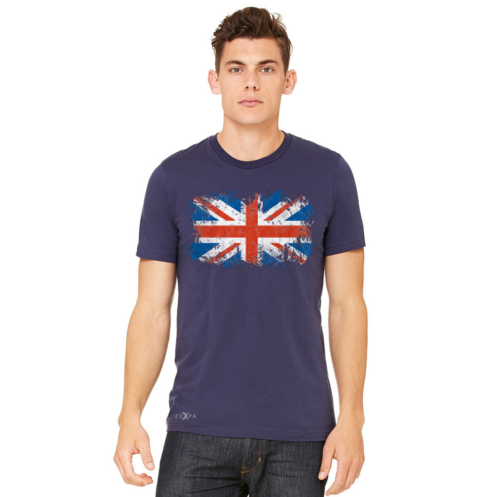 Distressed Atilt British Flag UK Men's T-shirt Patriotic Tee - Zexpa Apparel Halloween Christmas Shirts