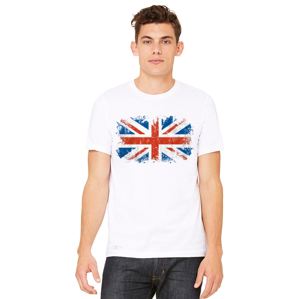 Distressed Atilt British Flag UK Men's T-shirt Patriotic Tee - Zexpa Apparel Halloween Christmas Shirts