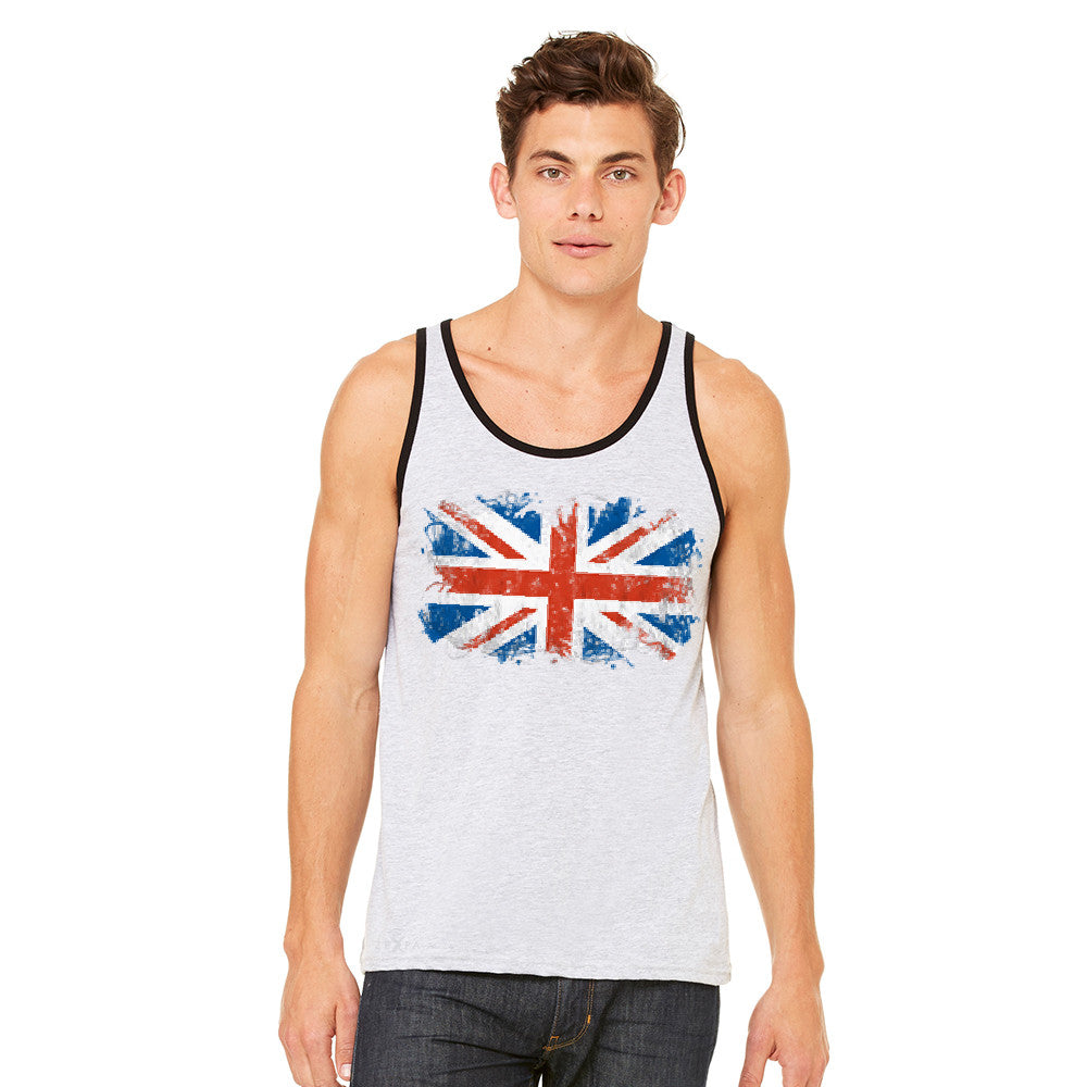 Distressed Atilt British Flag UK Men's Jersey Tank Patriotic Sleeveless - Zexpa Apparel Halloween Christmas Shirts