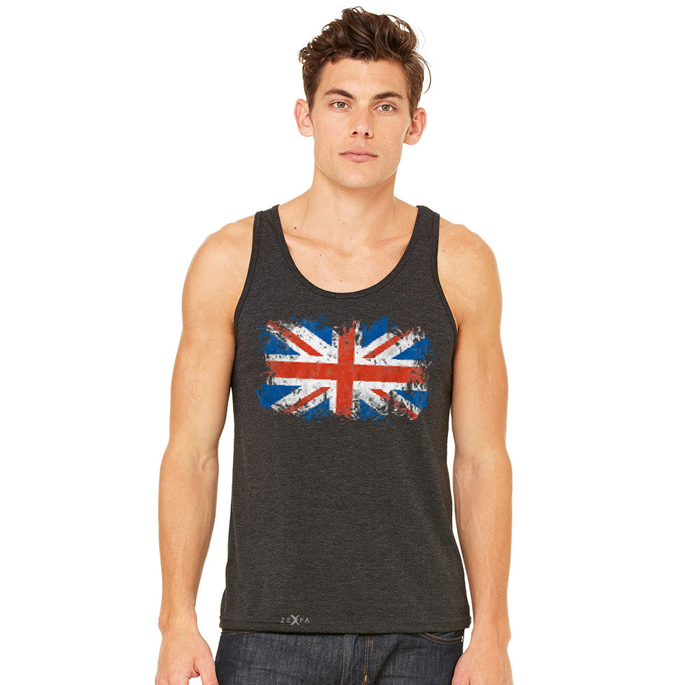 Distressed Atilt British Flag UK Men's Jersey Tank Patriotic Sleeveless - Zexpa Apparel Halloween Christmas Shirts