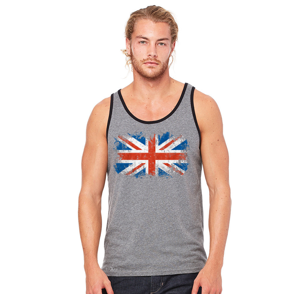 Distressed Atilt British Flag UK Men's Jersey Tank Patriotic Sleeveless - Zexpa Apparel Halloween Christmas Shirts
