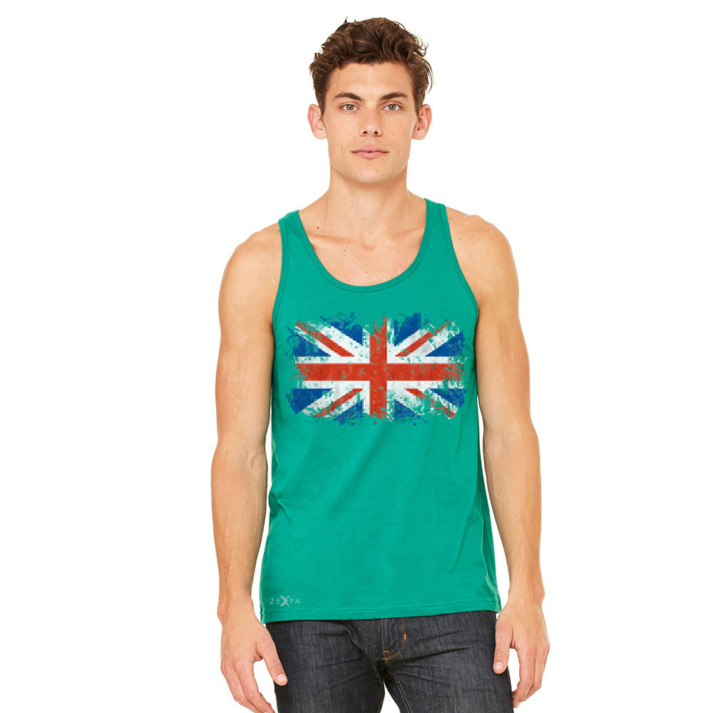 Distressed Atilt British Flag UK Men's Jersey Tank Patriotic Sleeveless - Zexpa Apparel Halloween Christmas Shirts