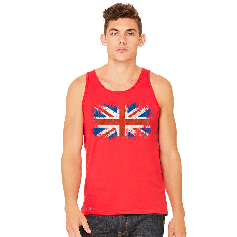 Distressed Atilt British Flag UK Men's Jersey Tank Patriotic Sleeveless - Zexpa Apparel Halloween Christmas Shirts