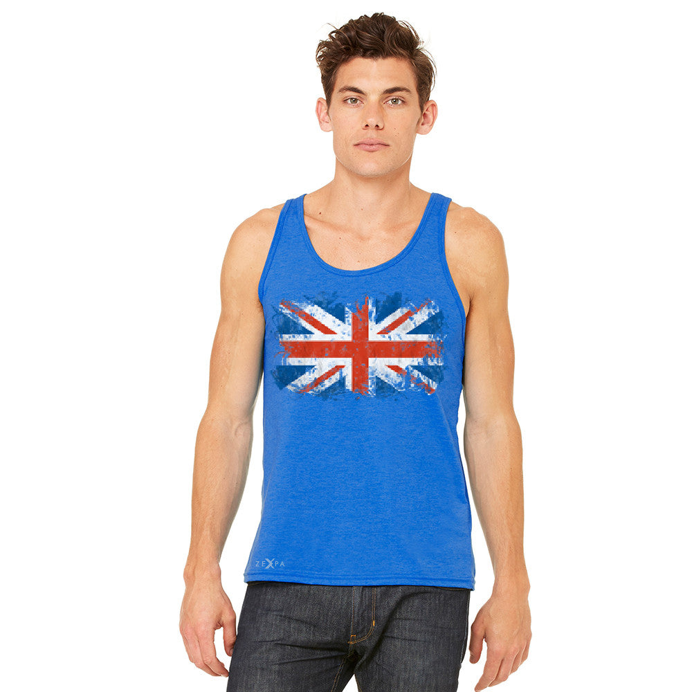 Distressed Atilt British Flag UK Men's Jersey Tank Patriotic Sleeveless - Zexpa Apparel Halloween Christmas Shirts