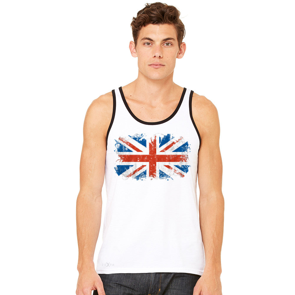 Distressed Atilt British Flag UK Men's Jersey Tank Patriotic Sleeveless - Zexpa Apparel Halloween Christmas Shirts