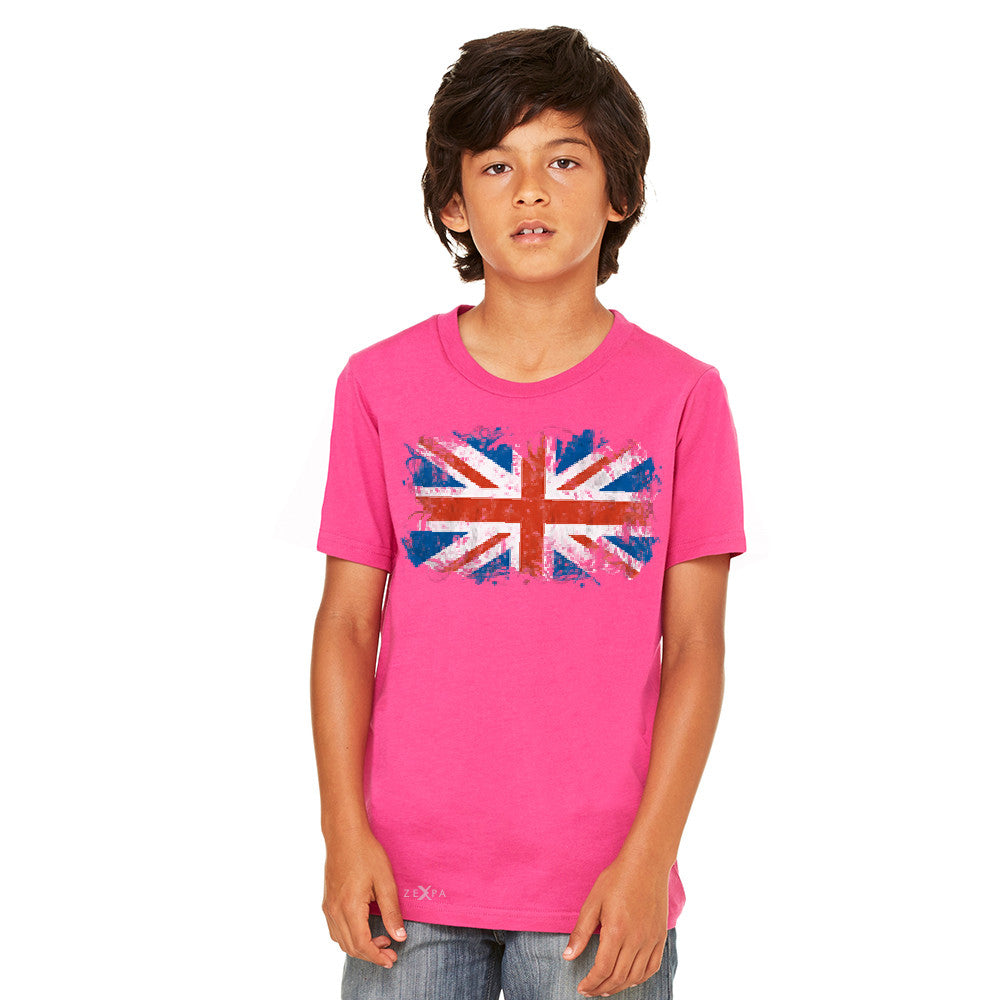 Distressed Atilt British Flag UK Youth T-shirt Patriotic Tee - Zexpa Apparel - 2