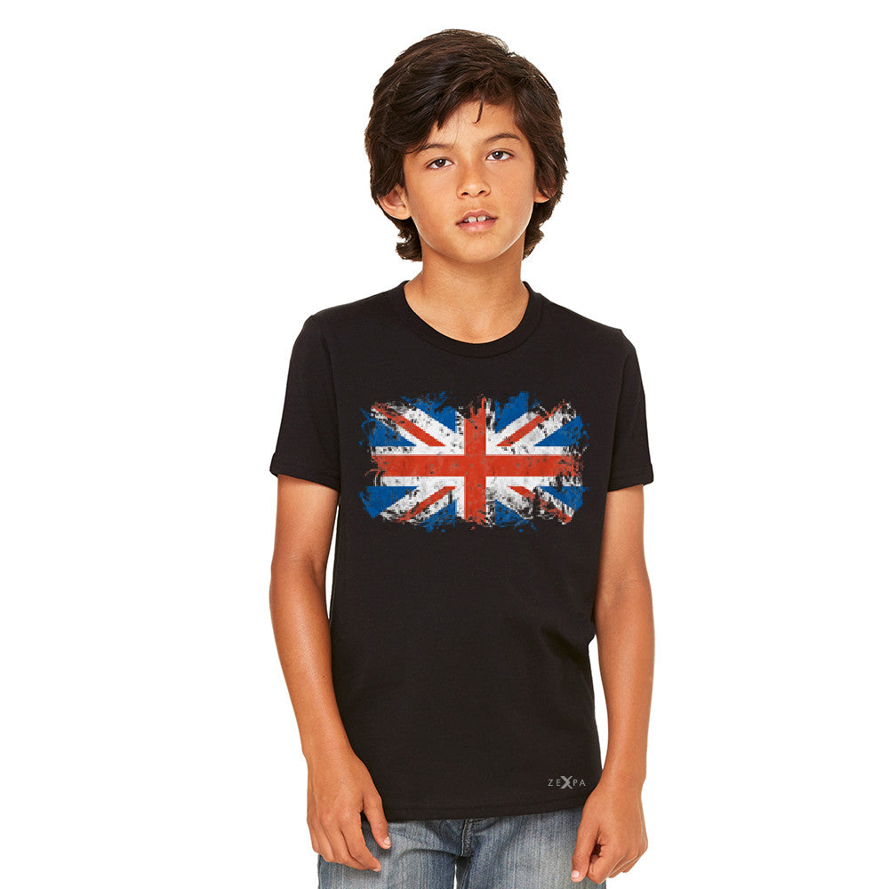 Distressed Atilt British Flag UK Youth T-shirt Patriotic Tee - Zexpa Apparel - 3