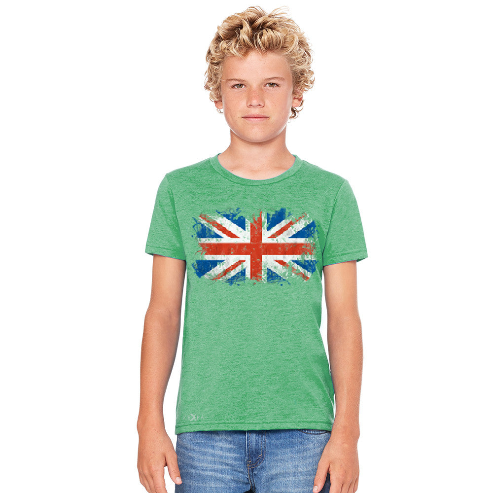 Distressed Atilt British Flag UK Youth T-shirt Patriotic Tee - Zexpa Apparel - 4