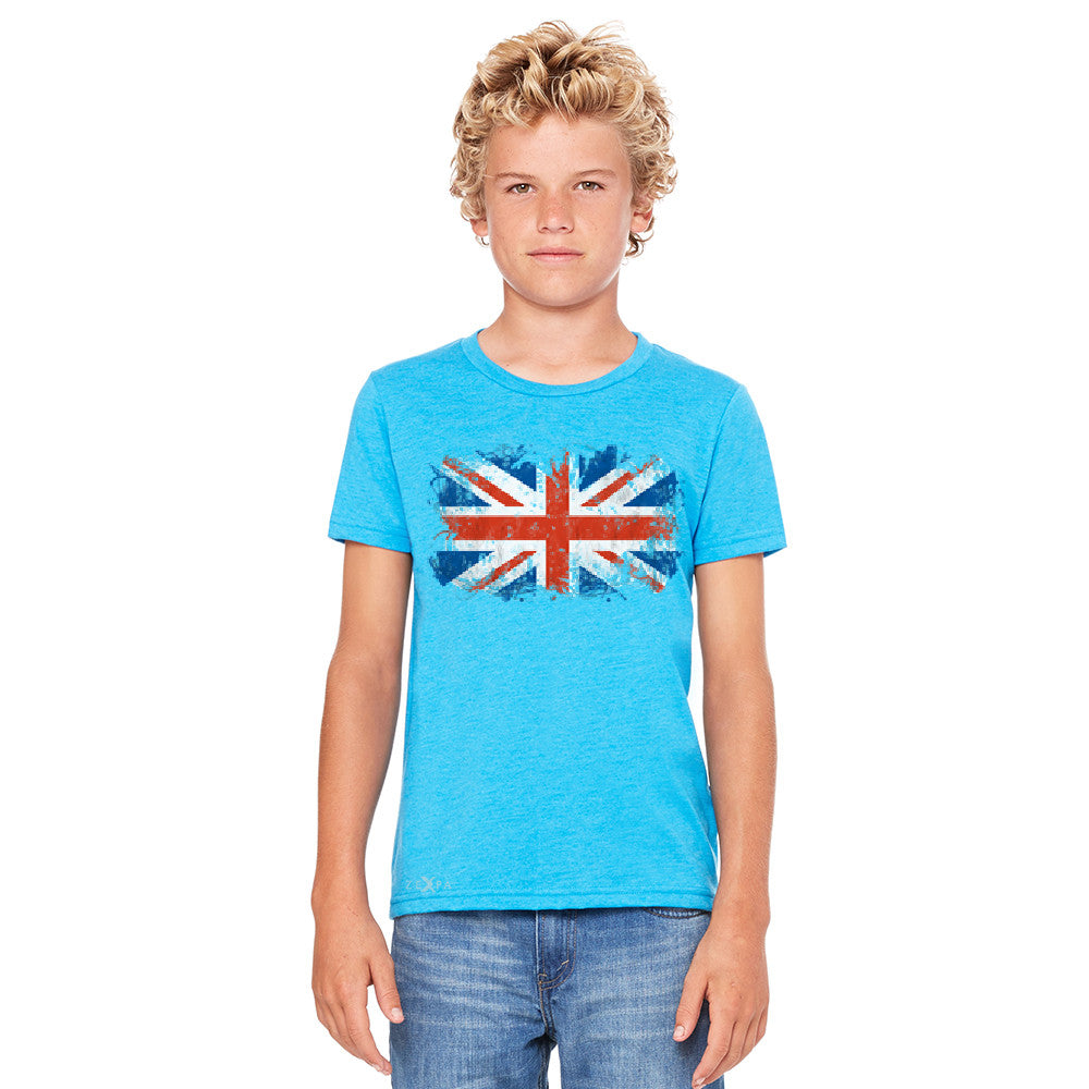 Distressed Atilt British Flag UK Youth T-shirt Patriotic Tee - Zexpa Apparel - 5