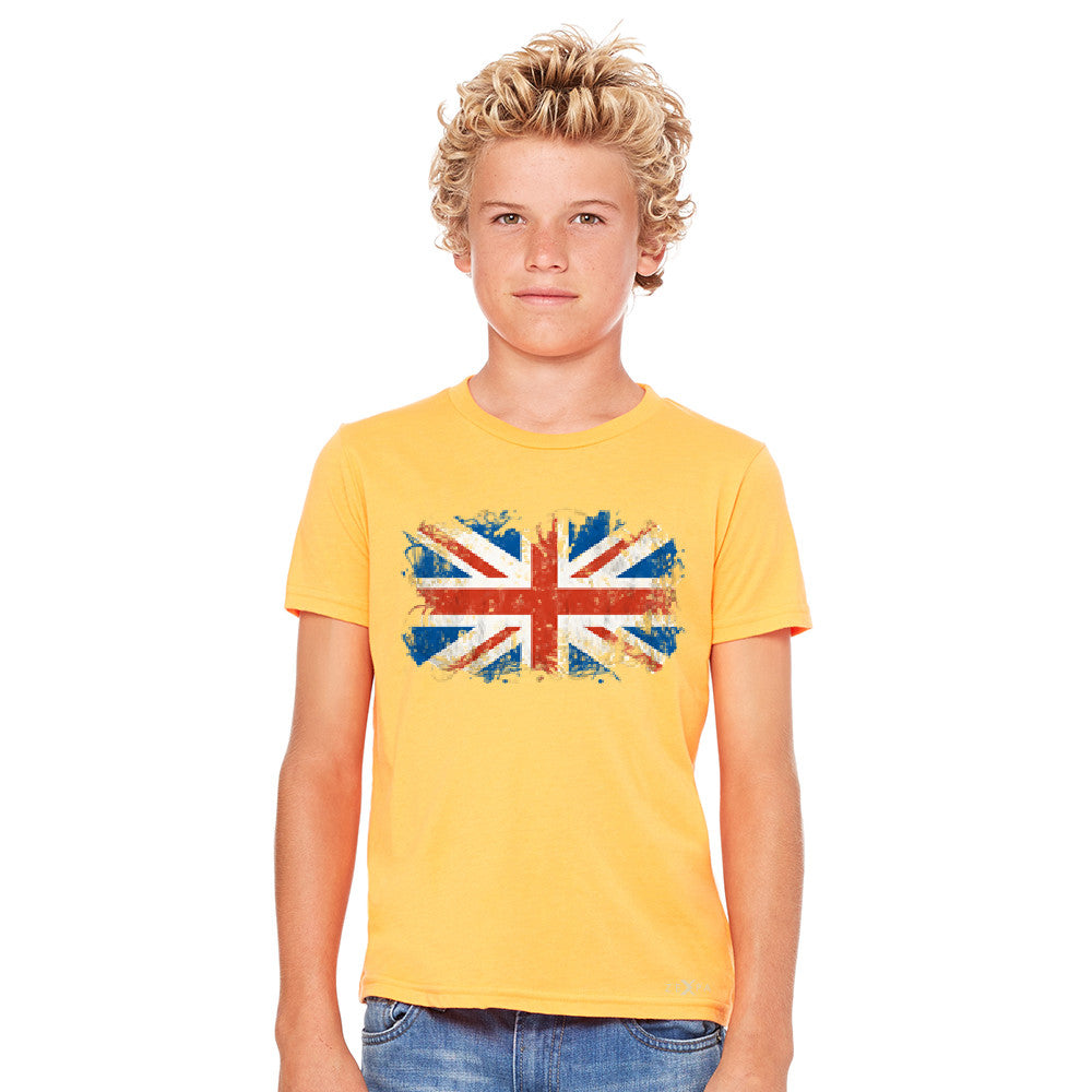 Distressed Atilt British Flag UK Youth T-shirt Patriotic Tee - Zexpa Apparel Halloween Christmas Shirts