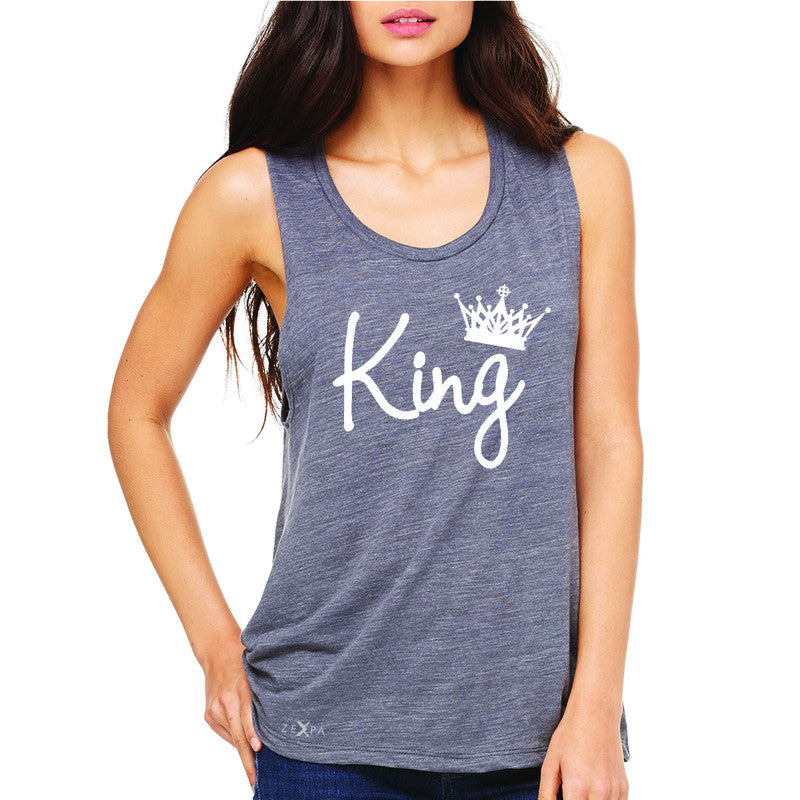 King - He is my King Women's Muscle Tee Couple Matching Valentines Sleeveless - Zexpa Apparel - 2