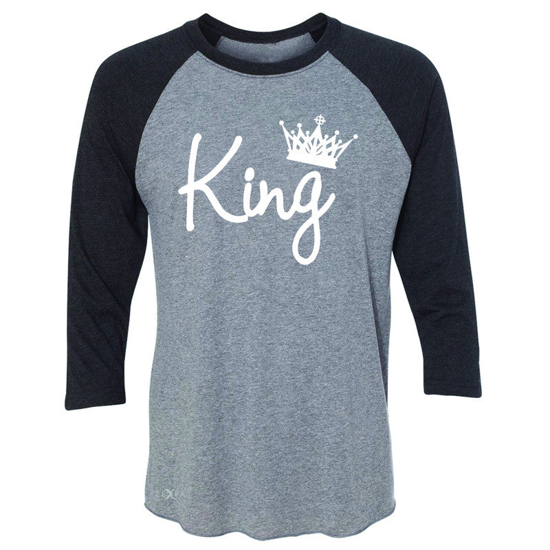 King - He is my King 3/4 Sleevee Raglan Tee Couple Matching Valentines Tee - Zexpa Apparel - 1