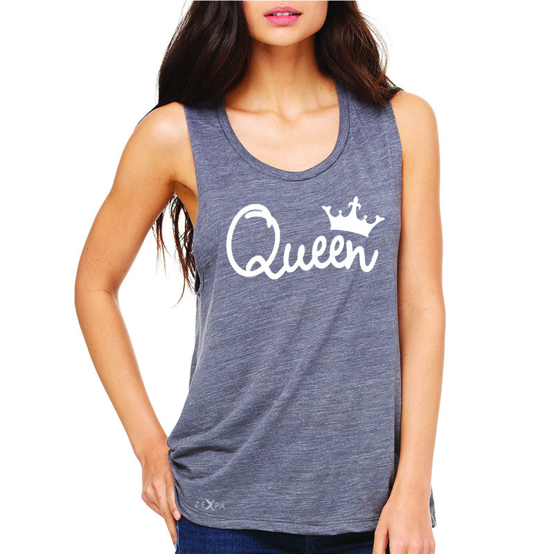 Queen - She is my Queen Women's Muscle Tee Couple Matching Valentines Sleeveless - Zexpa Apparel - 2