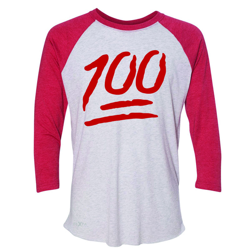 Emoji 100 Red Logo  3/4 Sleevee Raglan Tee Funny Cool Tee - Zexpa Apparel - 2