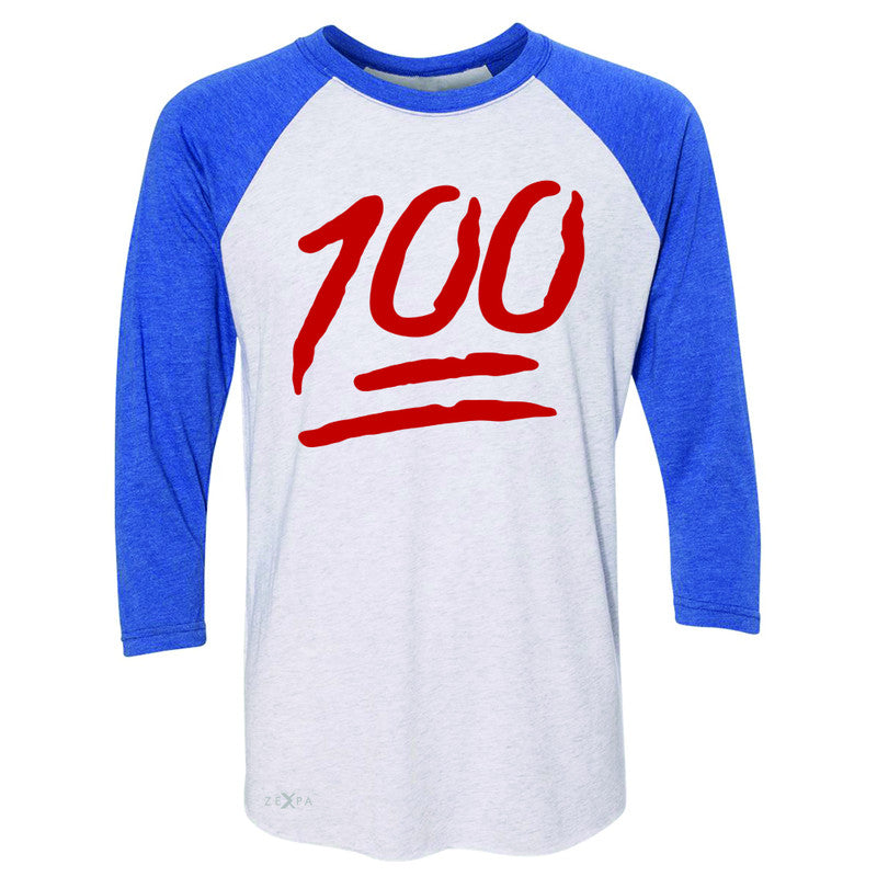 Emoji 100 Red Logo  3/4 Sleevee Raglan Tee Funny Cool Tee - Zexpa Apparel - 3