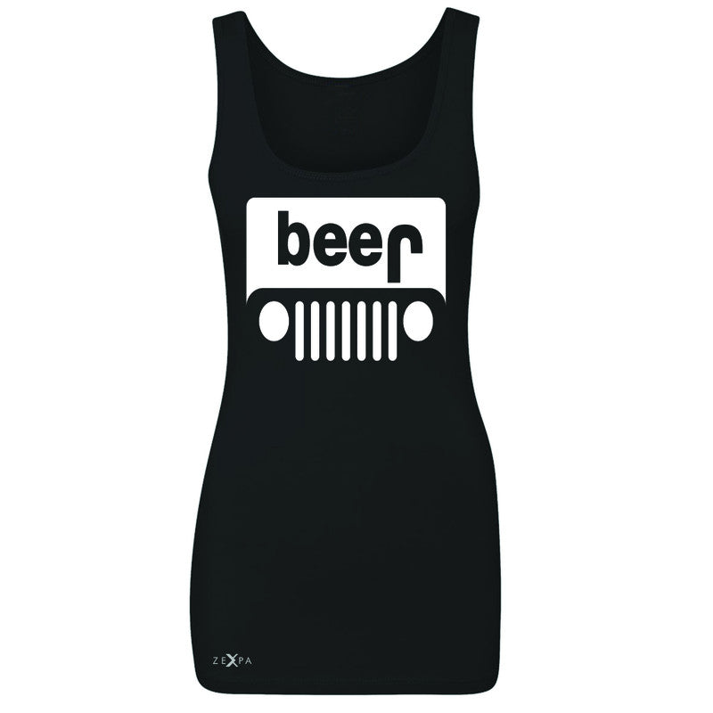Beer Jeep Funny  Women's Tank Top Drinking Off-Road Party Alcohol Sleeveless - Zexpa Apparel Halloween Christmas Shirts