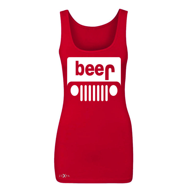 Beer Jeep Funny  Women's Tank Top Drinking Off-Road Party Alcohol Sleeveless - Zexpa Apparel Halloween Christmas Shirts